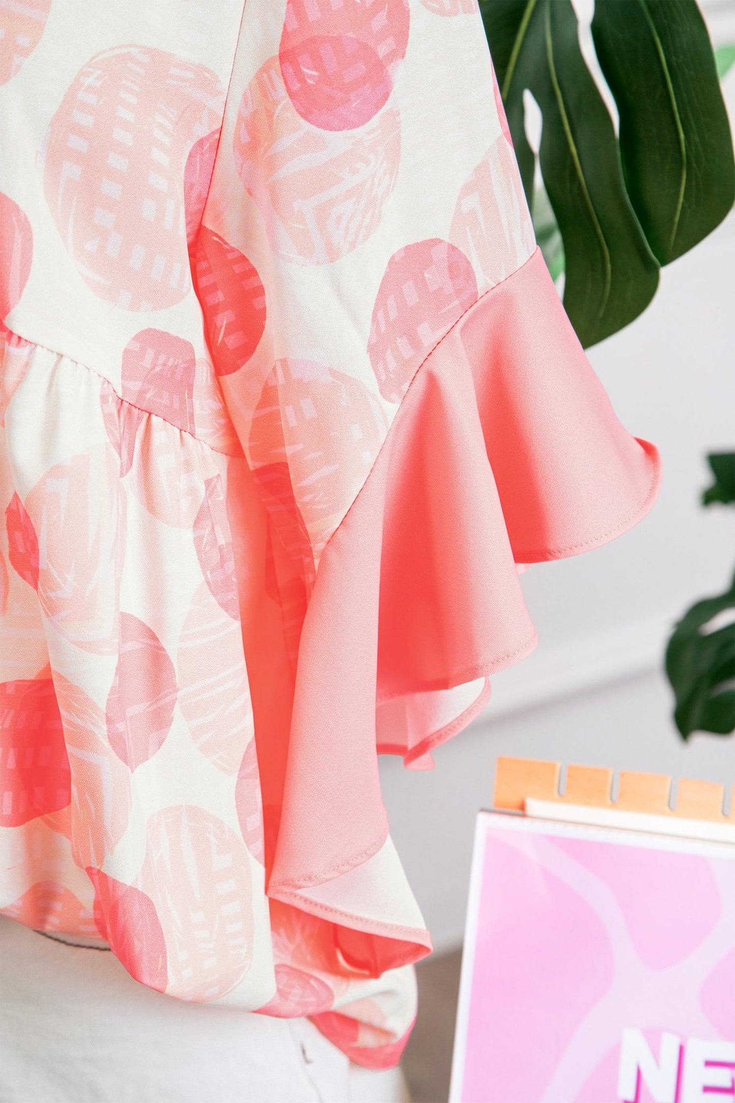 Polka Dot Ruffle Short Sleeve Babydoll Shirt