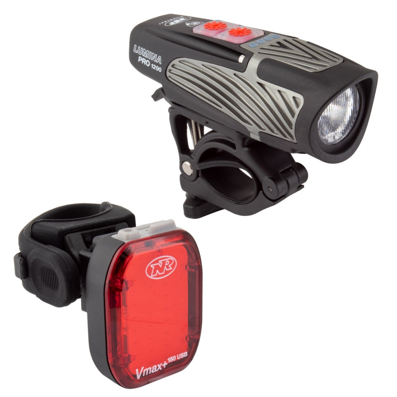 Niterider Lumina Pro 1200/Vmax+ 150 Black 8F/6R Combo Handlebar/Seatpost USB 1200