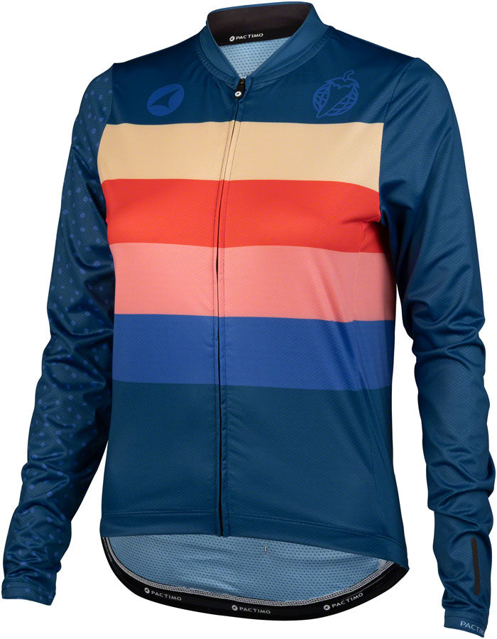 Salsa Team Polytone Women's Long Sleeve Jersey - Dark Blue w/ Stripes 2X-Large