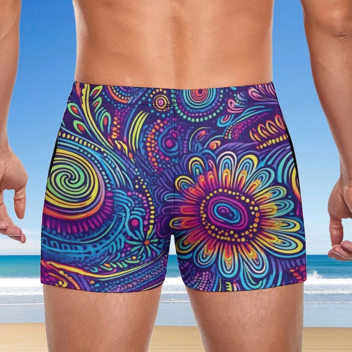 Mens Fast Drying Swim Trunks ๐๏ธ Tribal Design