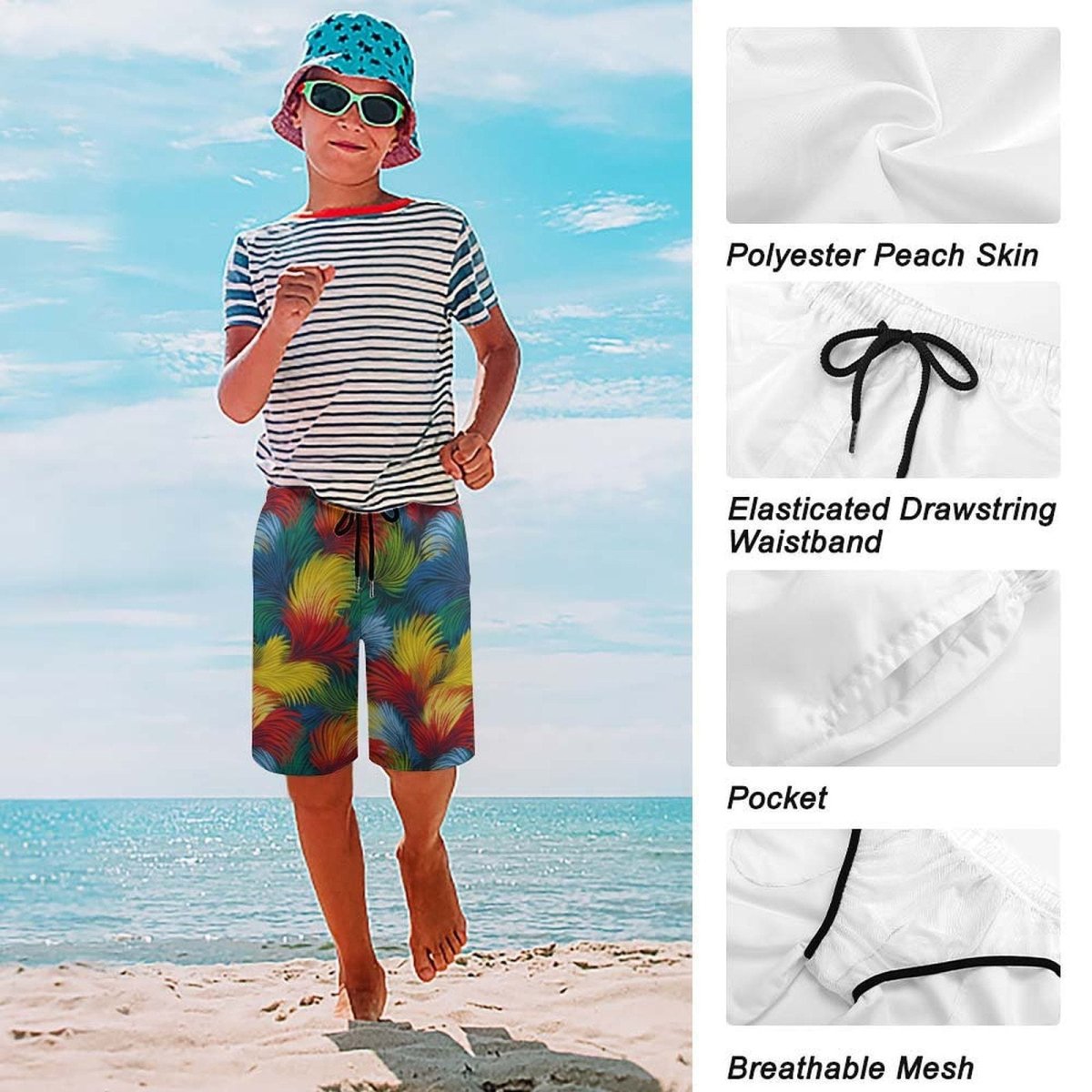 Kids Seagrass Pattern Beach Shorts