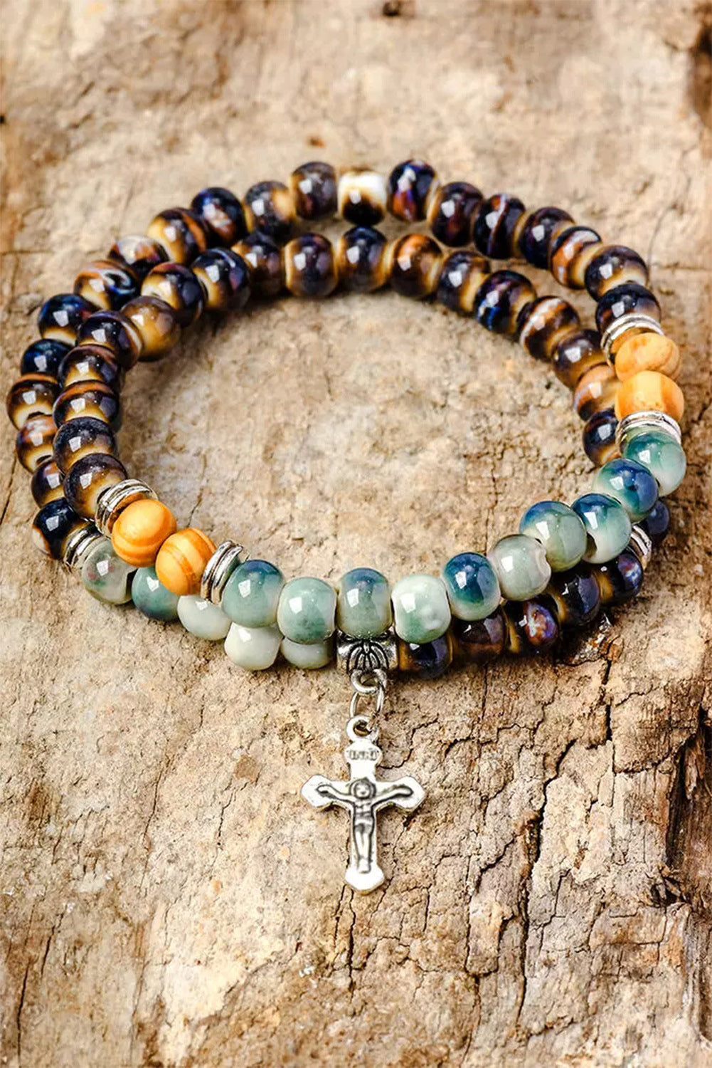 Matilda Layered Cross Beading Bracelet