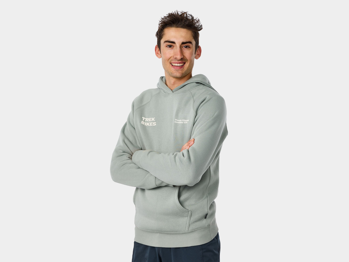 Trek Right Stacked Hoodie Large Sage Grey Shirt