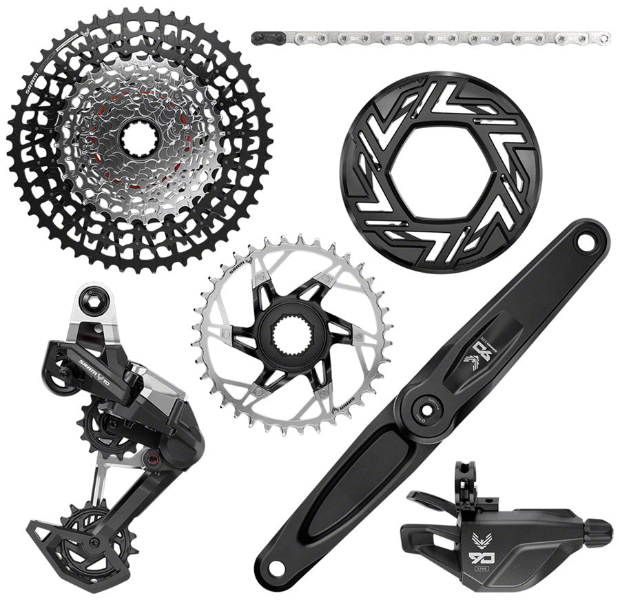 SRAM Eagle 90 Ebike Groupset - 170mm Bosch 36T Clip-on Guard Chain XS-1275 10-52t Single Click Shifter Rear Derailleur