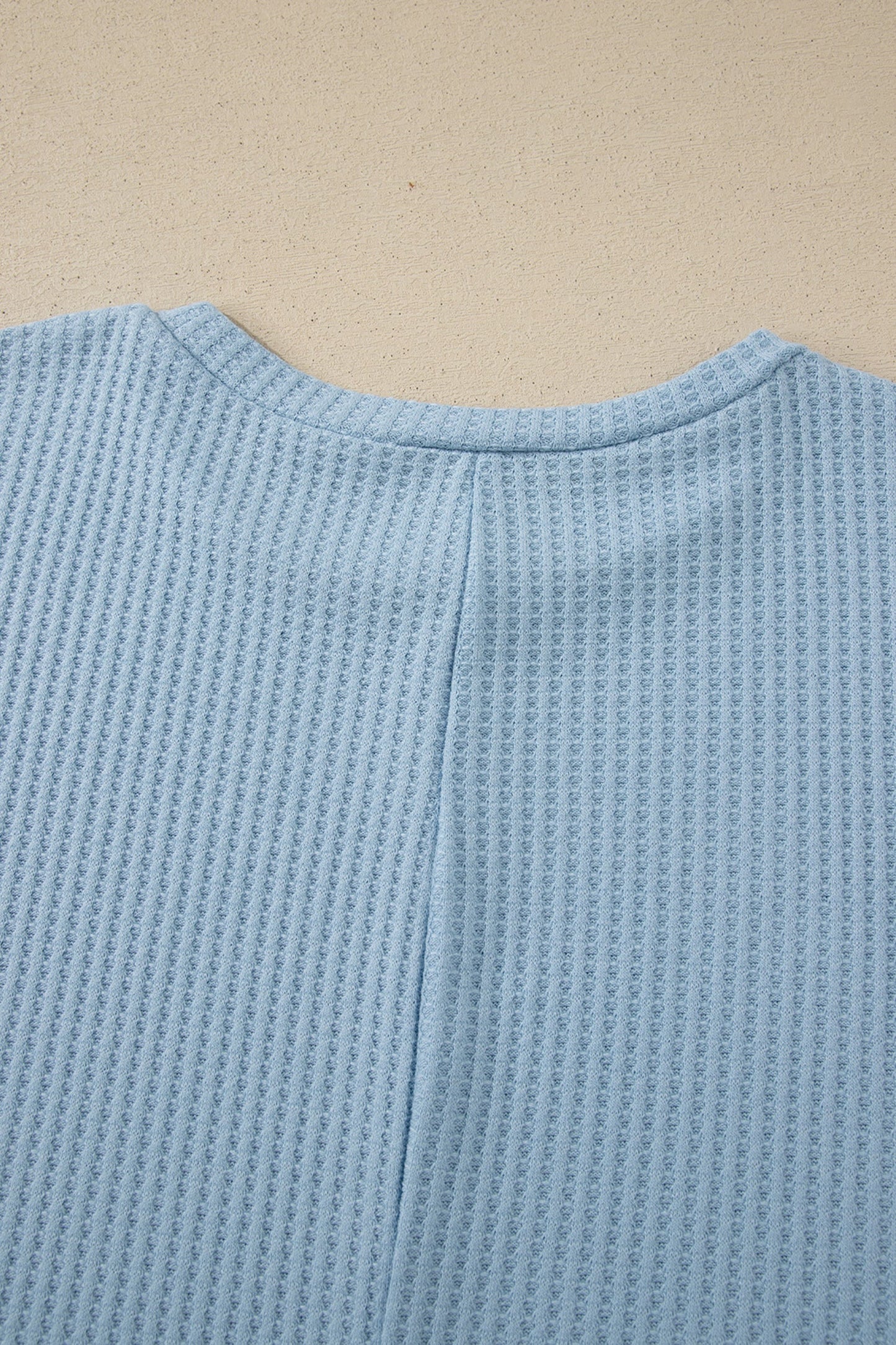 Solid Waffle Knit Dolman Short Sleeve Loose Top