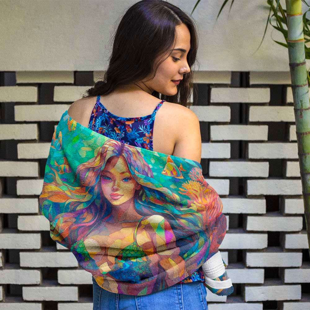 Mermaid Beach Towel π§πΌββοΈ Stained Glass Style Print