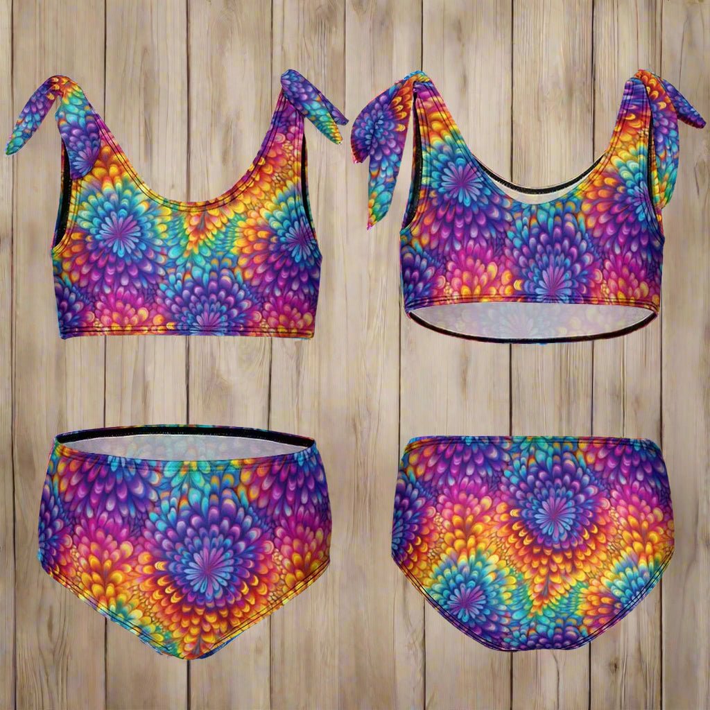 Girls Strappy Two-Piece Swimsuit š“ Color Splash Bikini