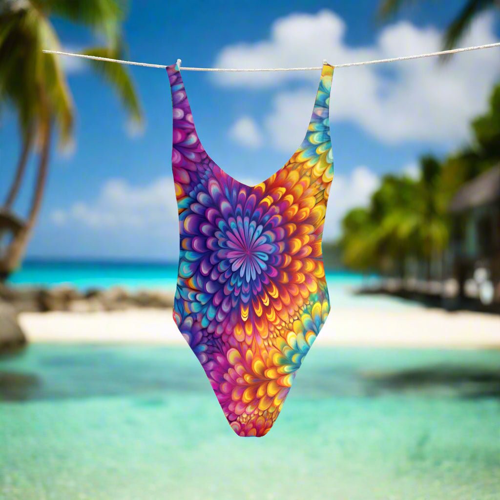 Sexy Bright Tie Dye One Piece Ladies Swimsuit 🩱