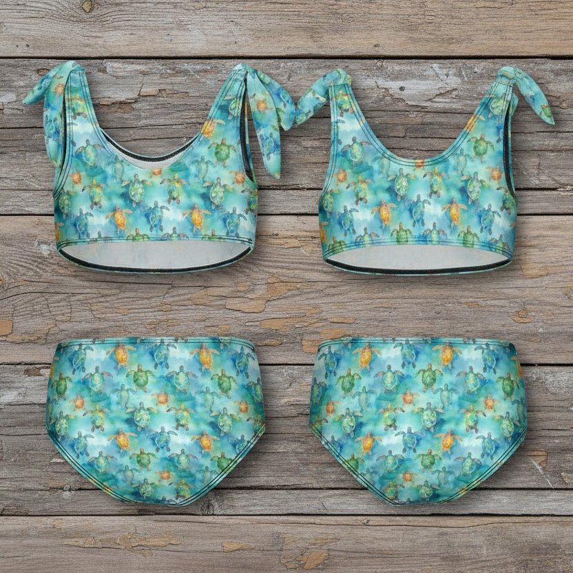 Kids Sea Turtle Pattern Bikini