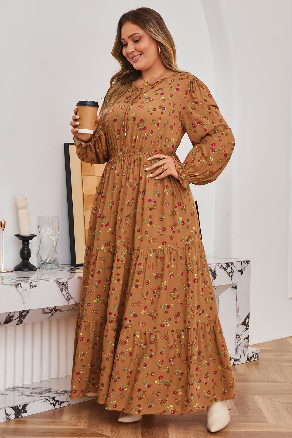 Charleigh Sleeve Tiered Maxi PLUS Dress