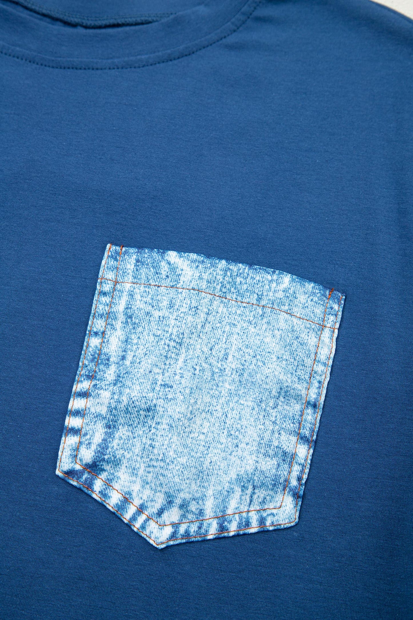 Colorblock Chest Pocket Patch Short Sleeve Top