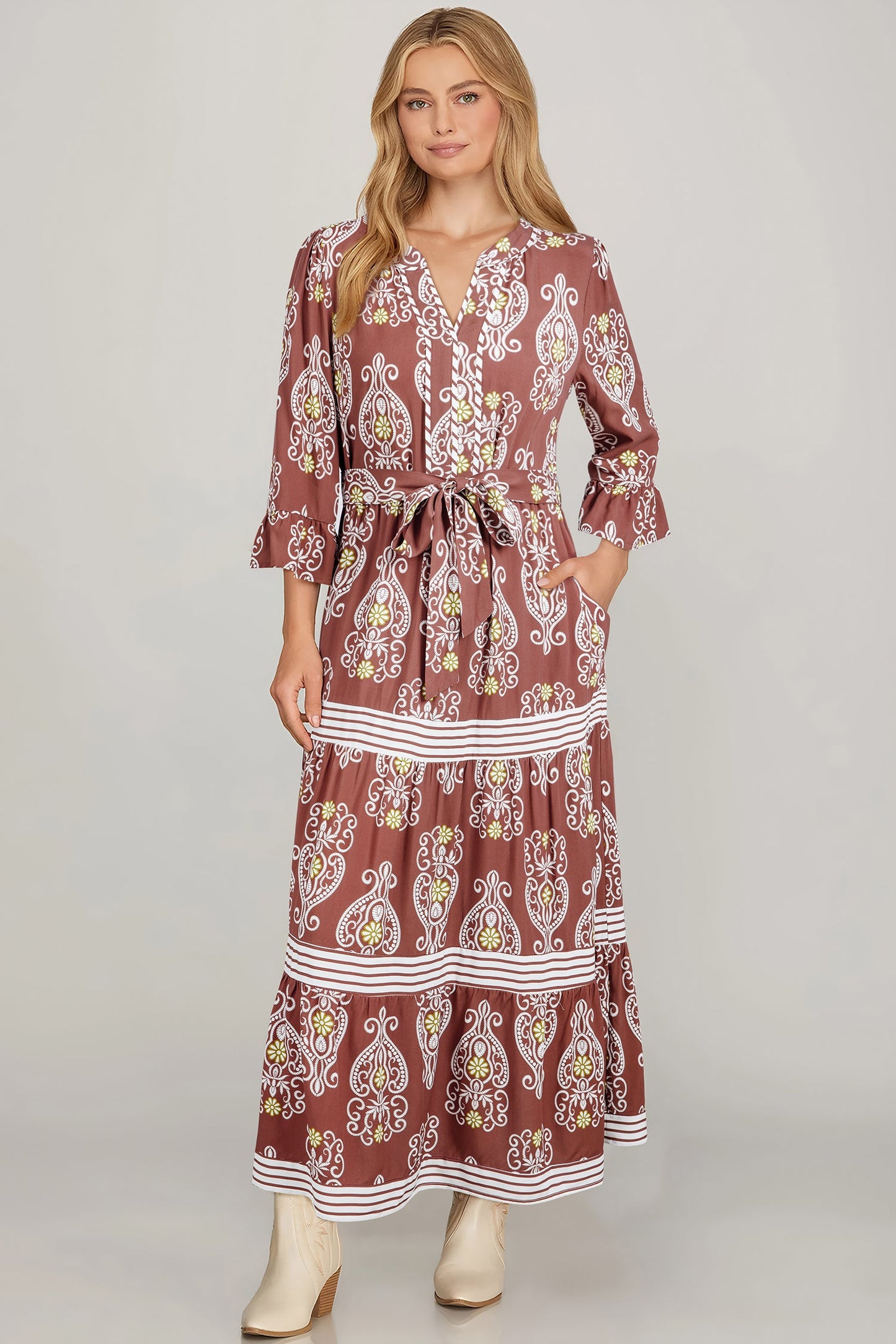 Katie Trim Tiered Maxi Dress