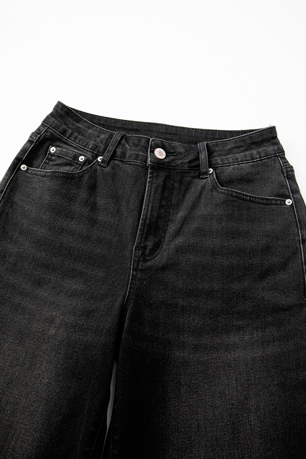 Denim Raw Hem Straight Leg Jeans