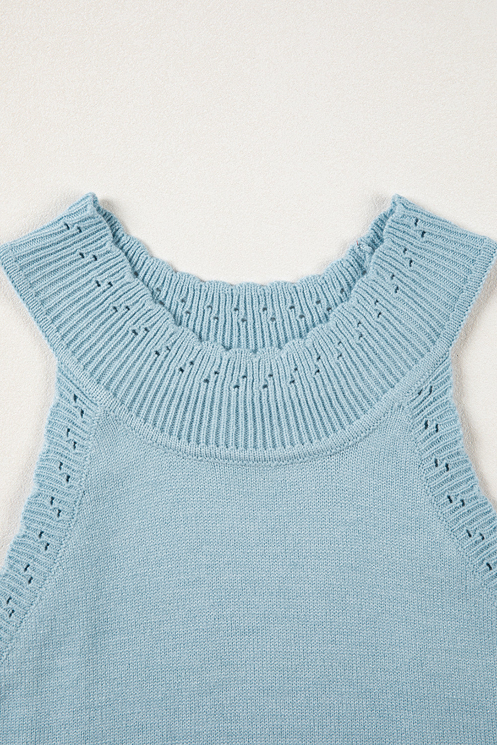 Solid Cut-Out Scallop Hem Ribbed Tank Top