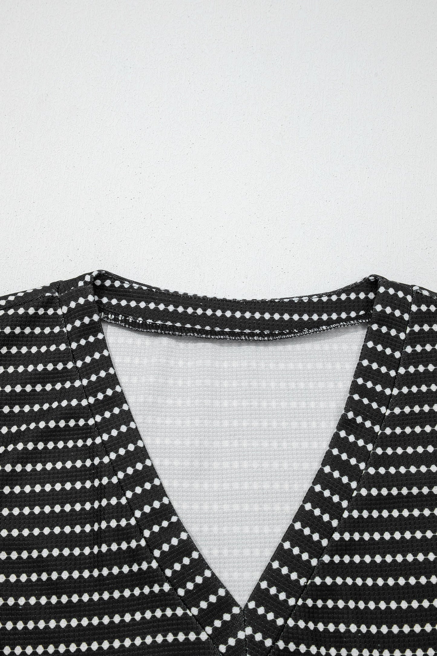 Stripe Textured Knit V-Neck Flutter Sleeve Mini Dress