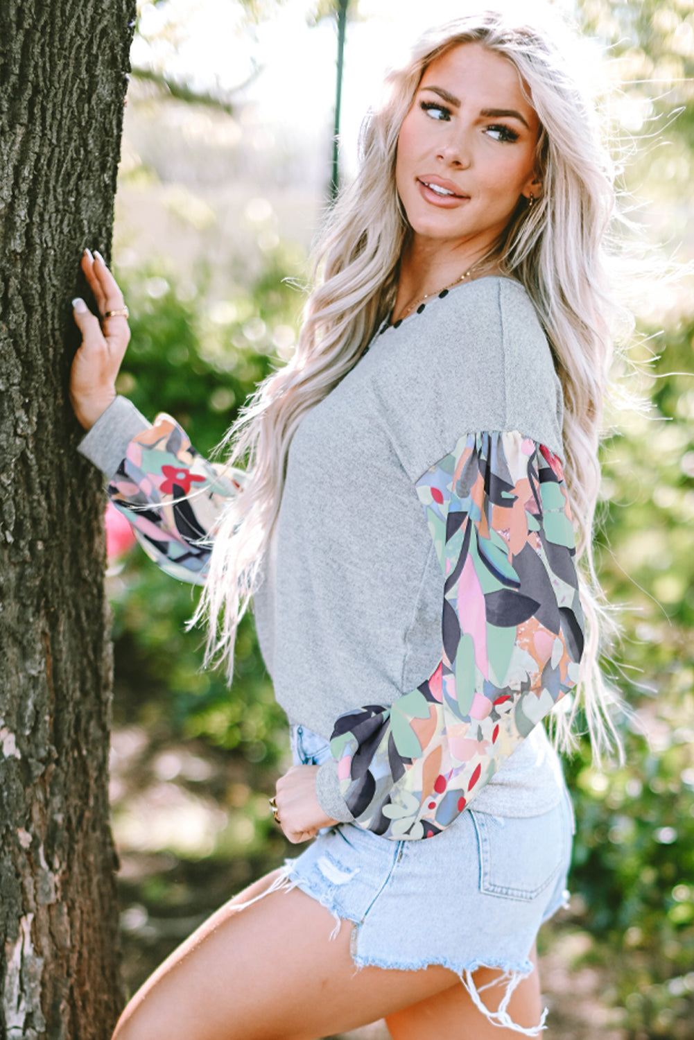 Eleanor Lantern Sleeve Patchwork Top