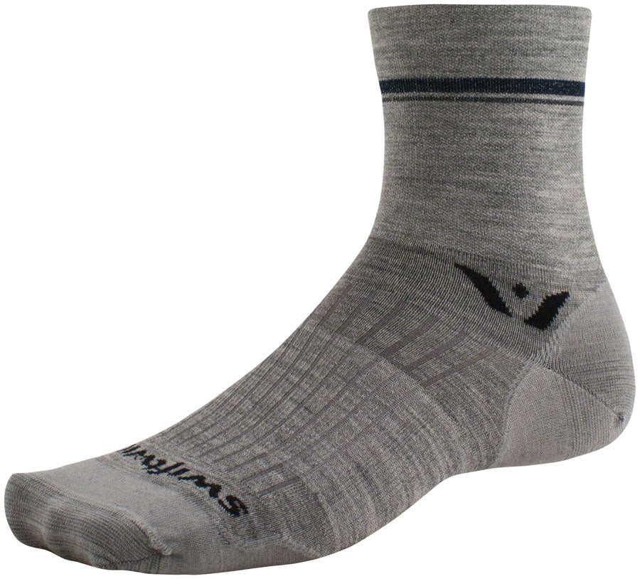 Swiftwick Pursuit Four Ultralight Socks - 4" Retro Stripe Heather Large