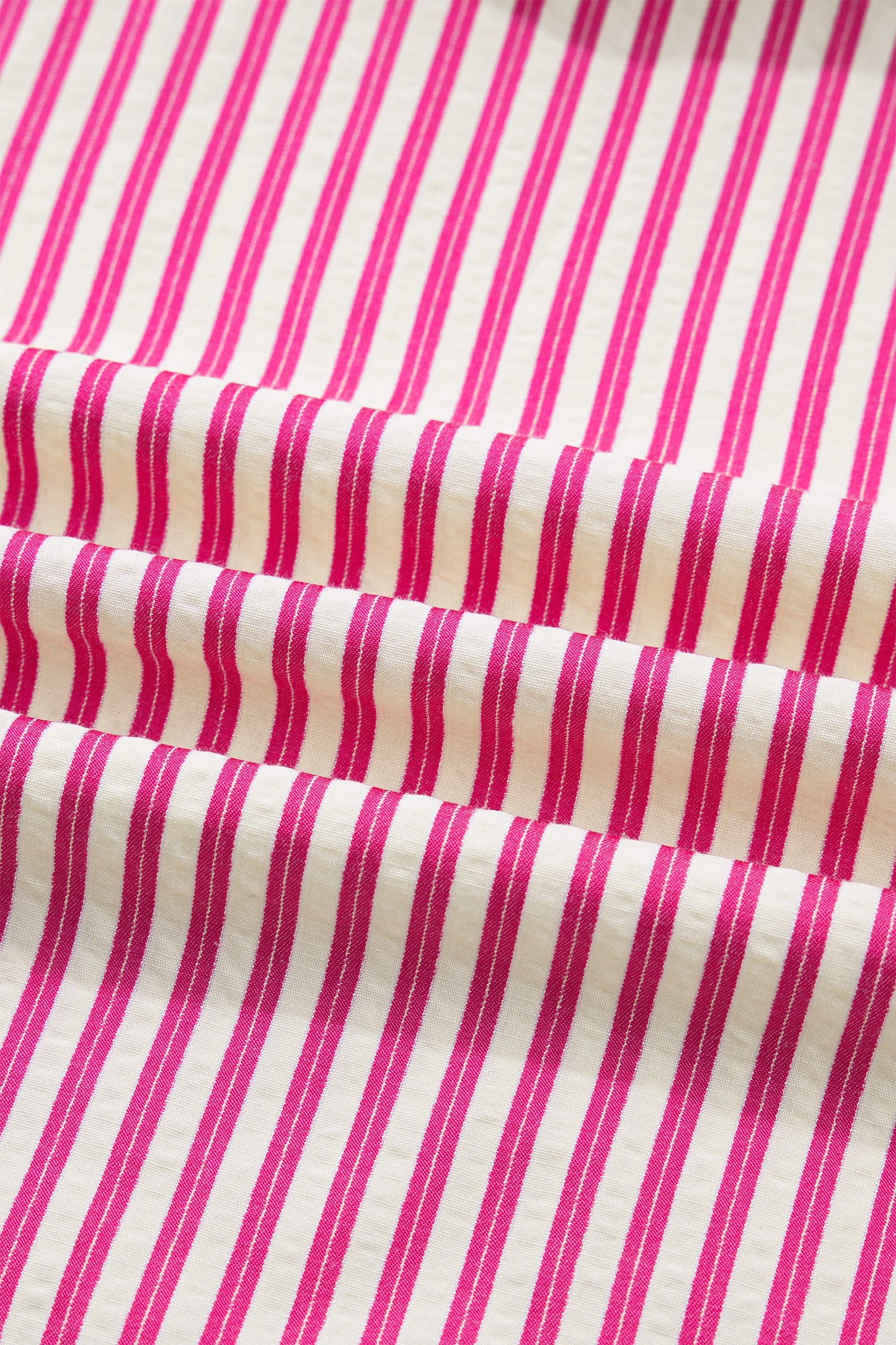 Stripe Smocked Yoke Short Sleeve Ruffle Blouse