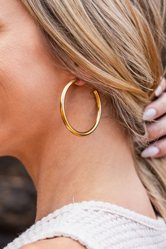 14K STAINLESS STEEL OPEN HOOP EARRINGS