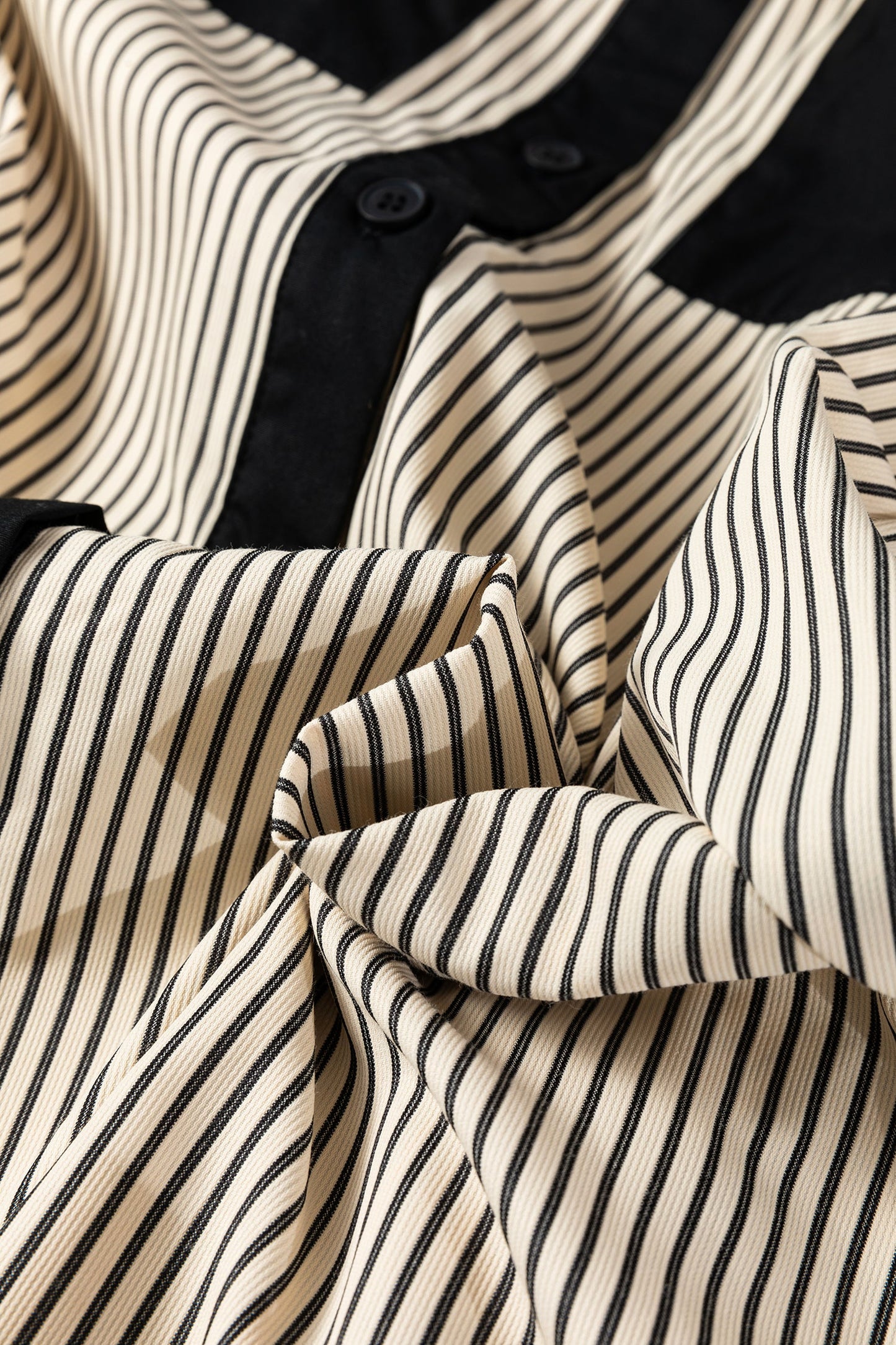 Stripe Patchwork Chest Pocket Mini Shirt Dress