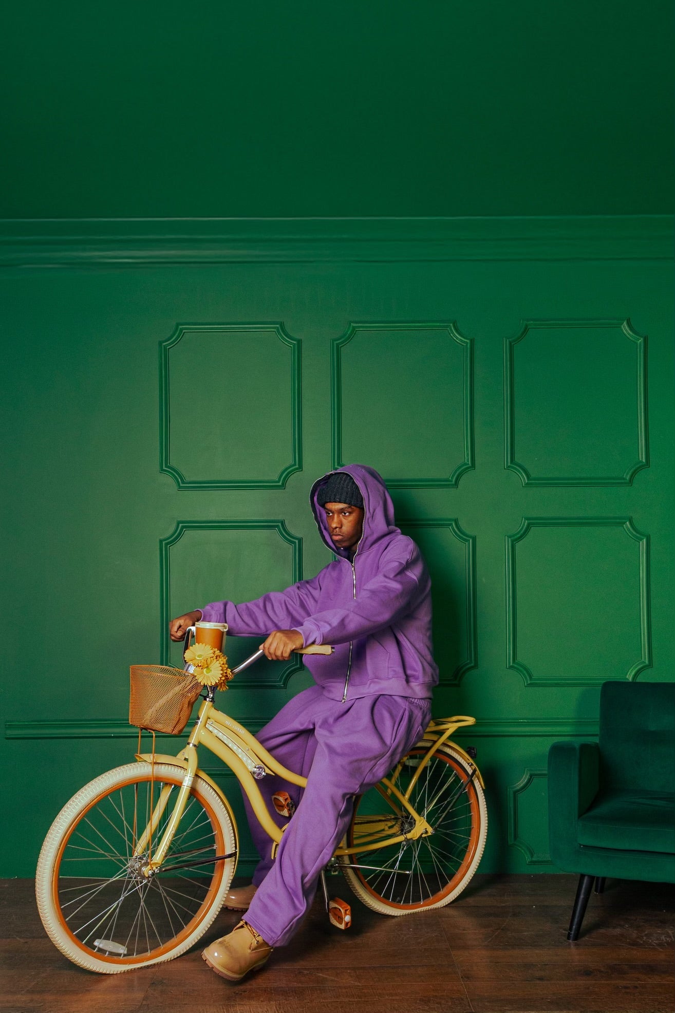 Purple Pleated Sweatpant