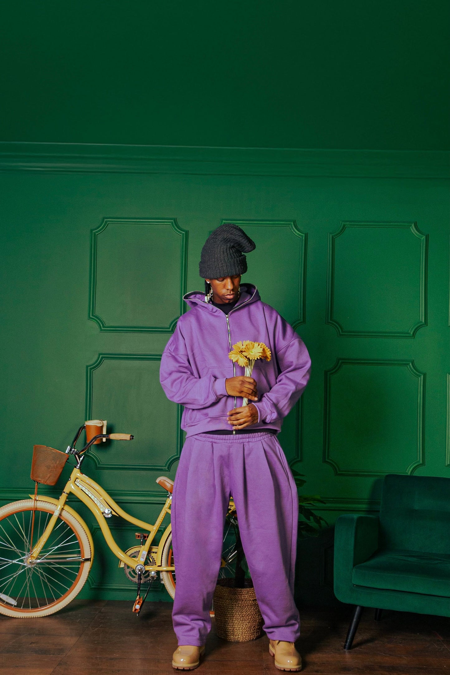 Purple Pleated Sweatpant