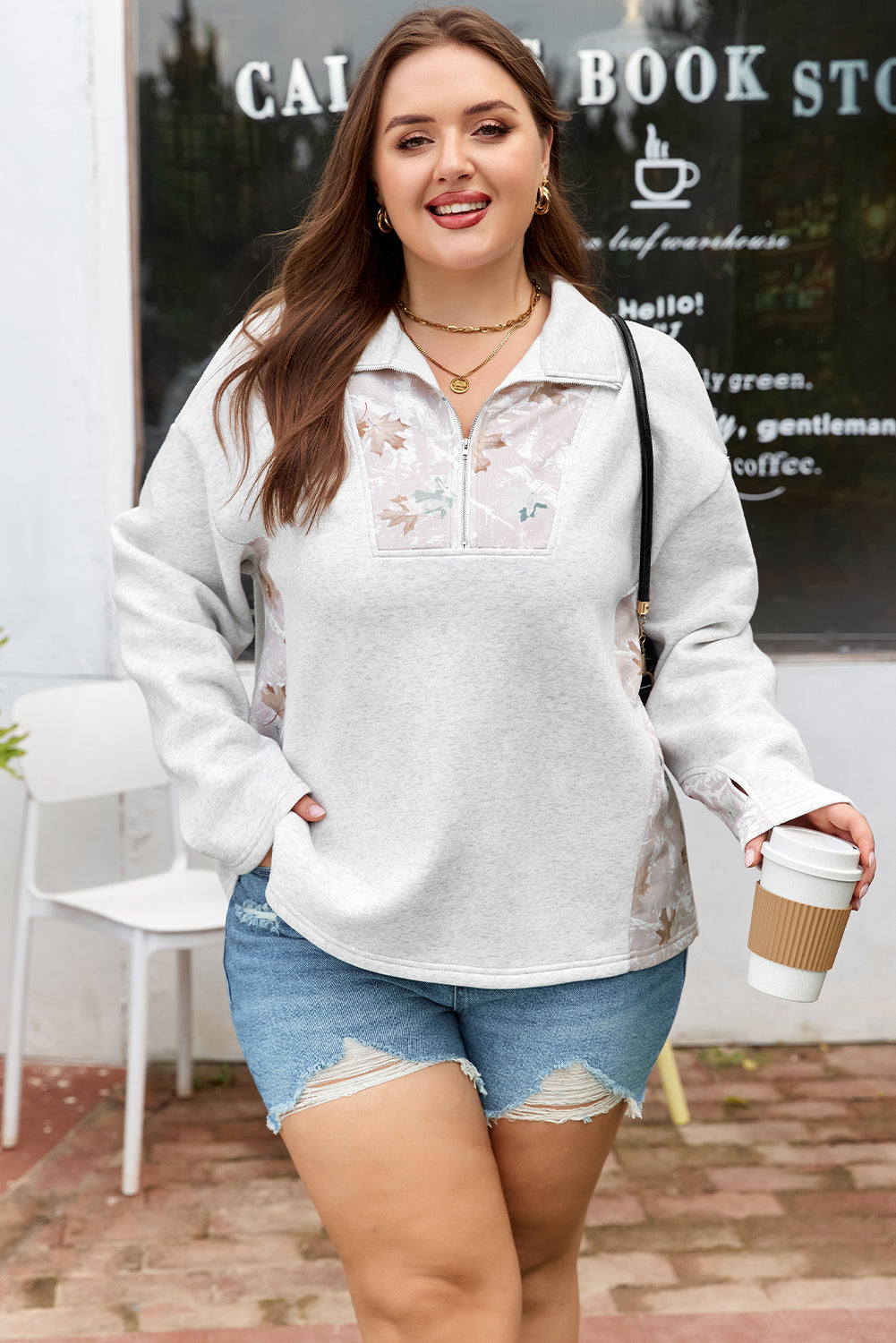 Olivia Patchwork Zipped Collar Pullover