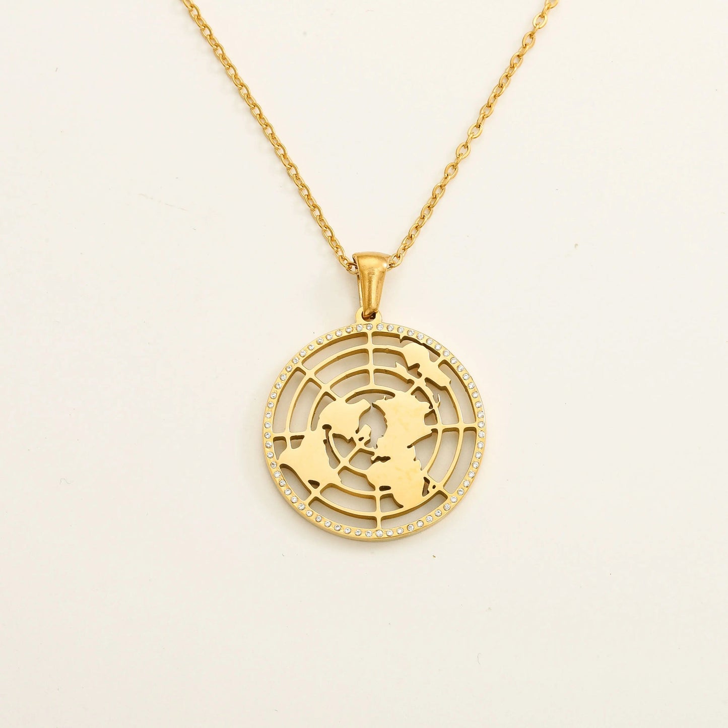 Biblical Flat Earth 18k gold Necklace