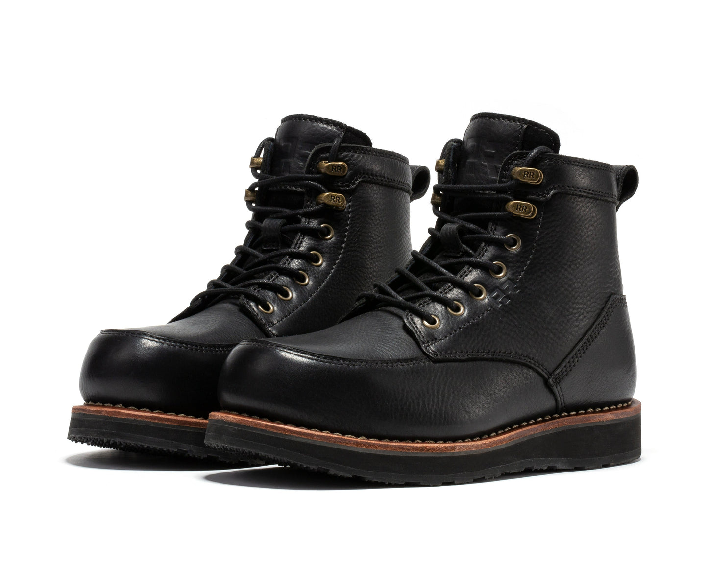 ROCKROOSTER Edgewood Men's 6 Inch Black Steel Toe Wedge Work Boots SAP610BK