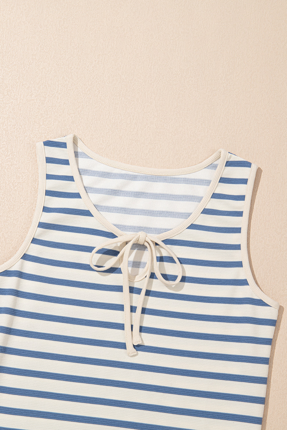 Stripe Tie V-Neck Sleeveless Midi Dress