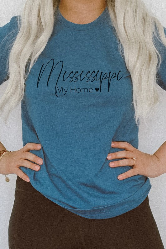 Mississippi My Home Heart State Graphic Tee