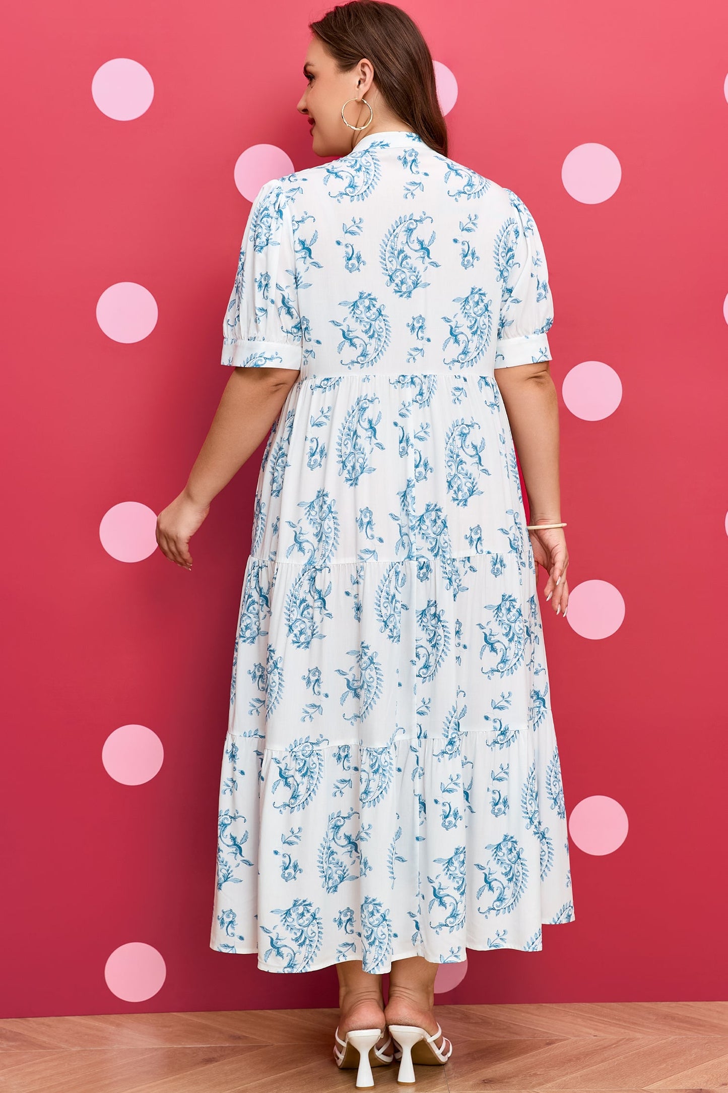 Plus Size Floral Paisley Tiered Maxi Dress