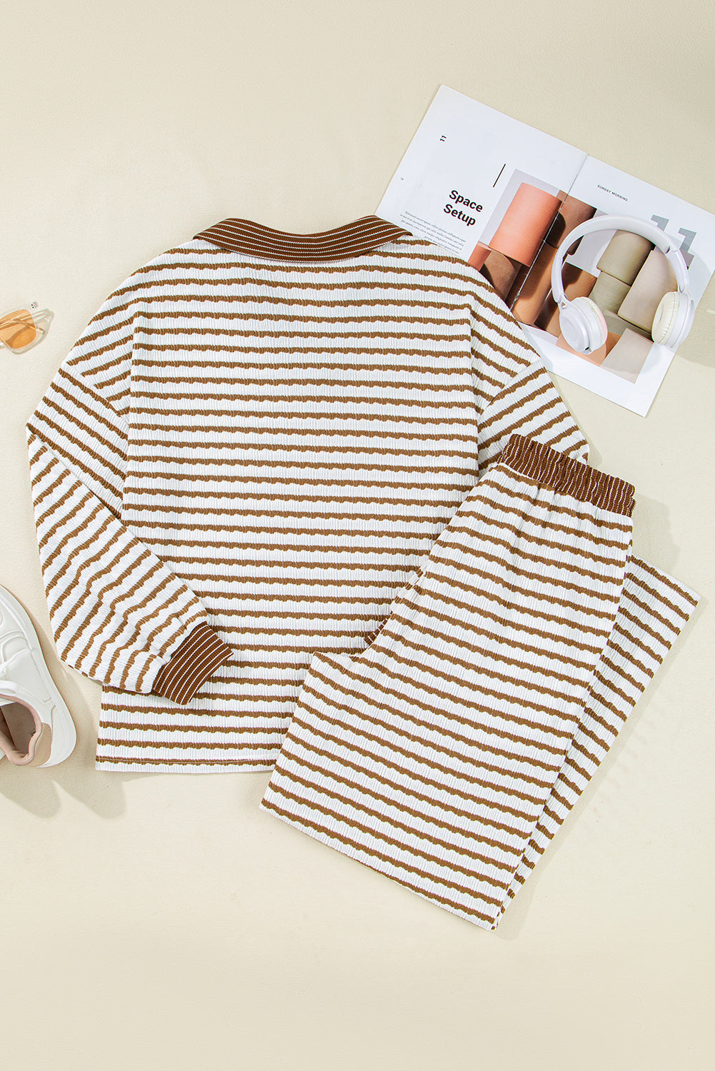 Stephanie Stripe Collared Pullover Set