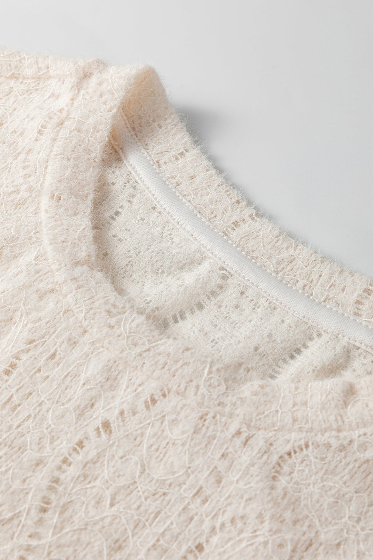 Lace Semi Sheer Long Sleeve Cropped Top