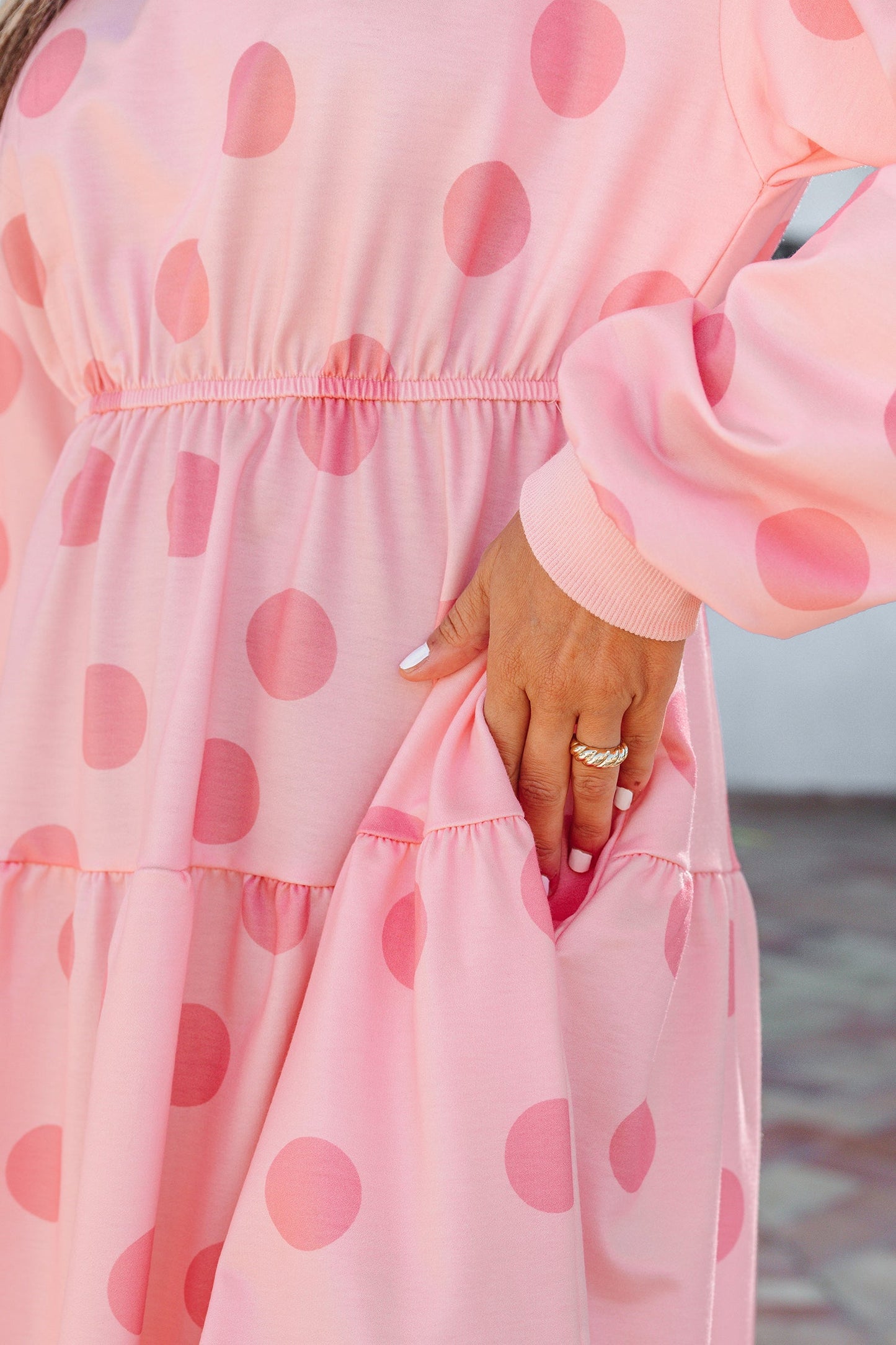 Polka Dot Long Sleeve Flared Mini Dress