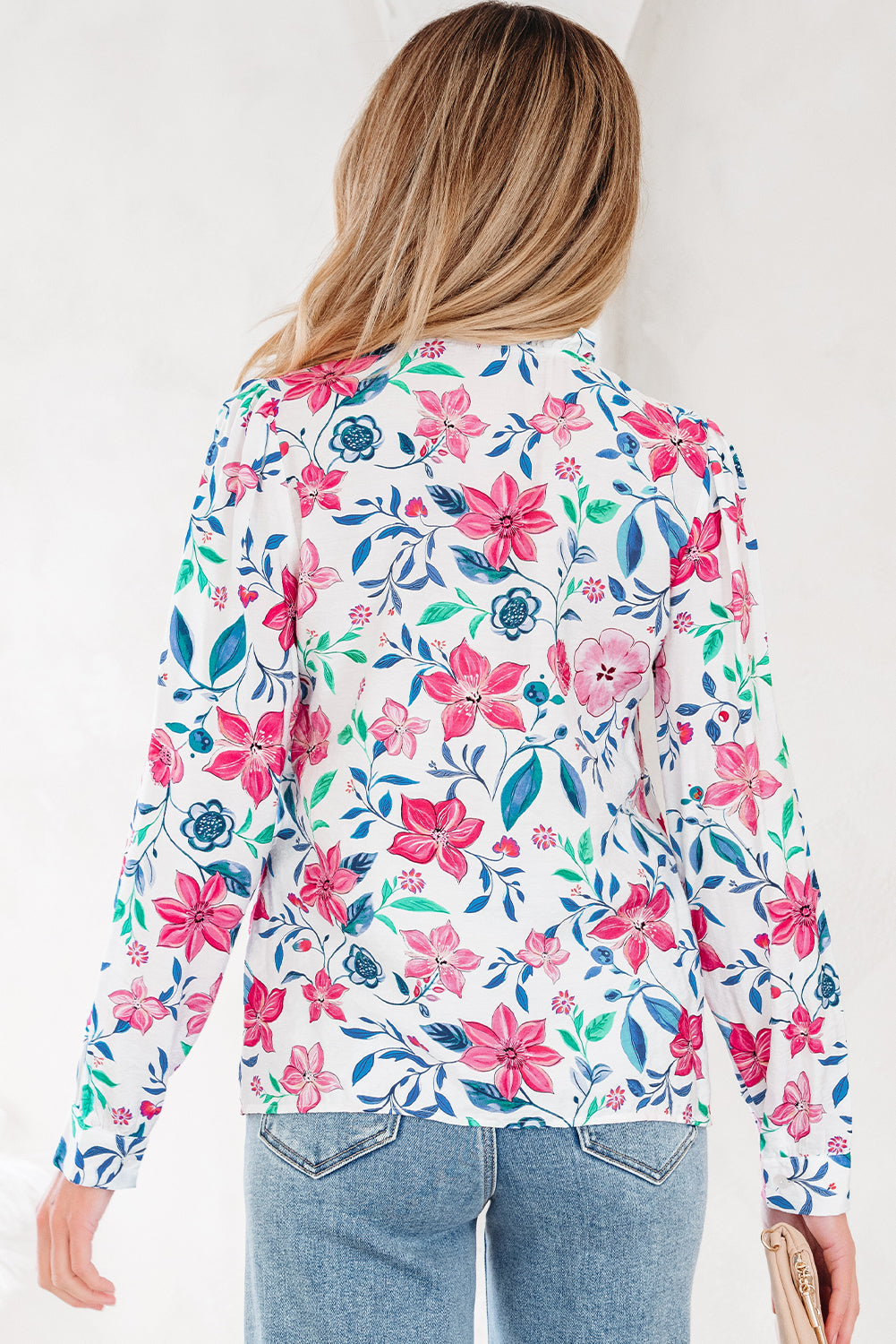 Floral Lace Trim Buttoned Long Sleeve Shirt