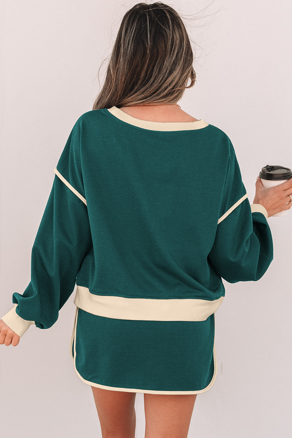 Violeta Loose Pullover and Lace-up Waist Skort Set