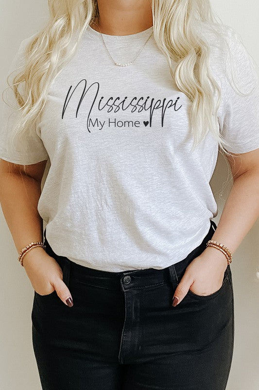 Mississippi My Home Heart State Graphic Tee