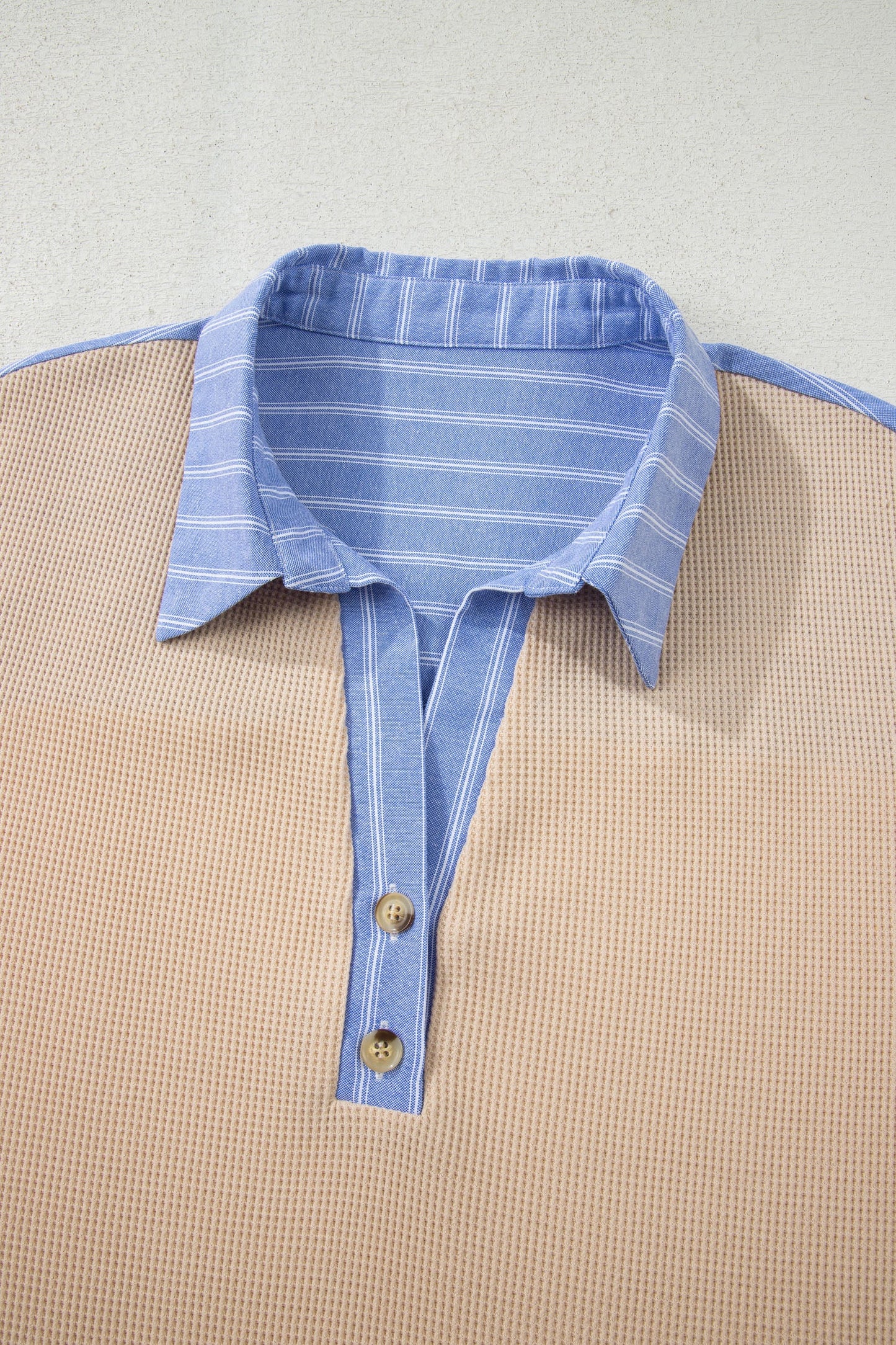 Evelynn Waffle Knit Collared PLUS Top