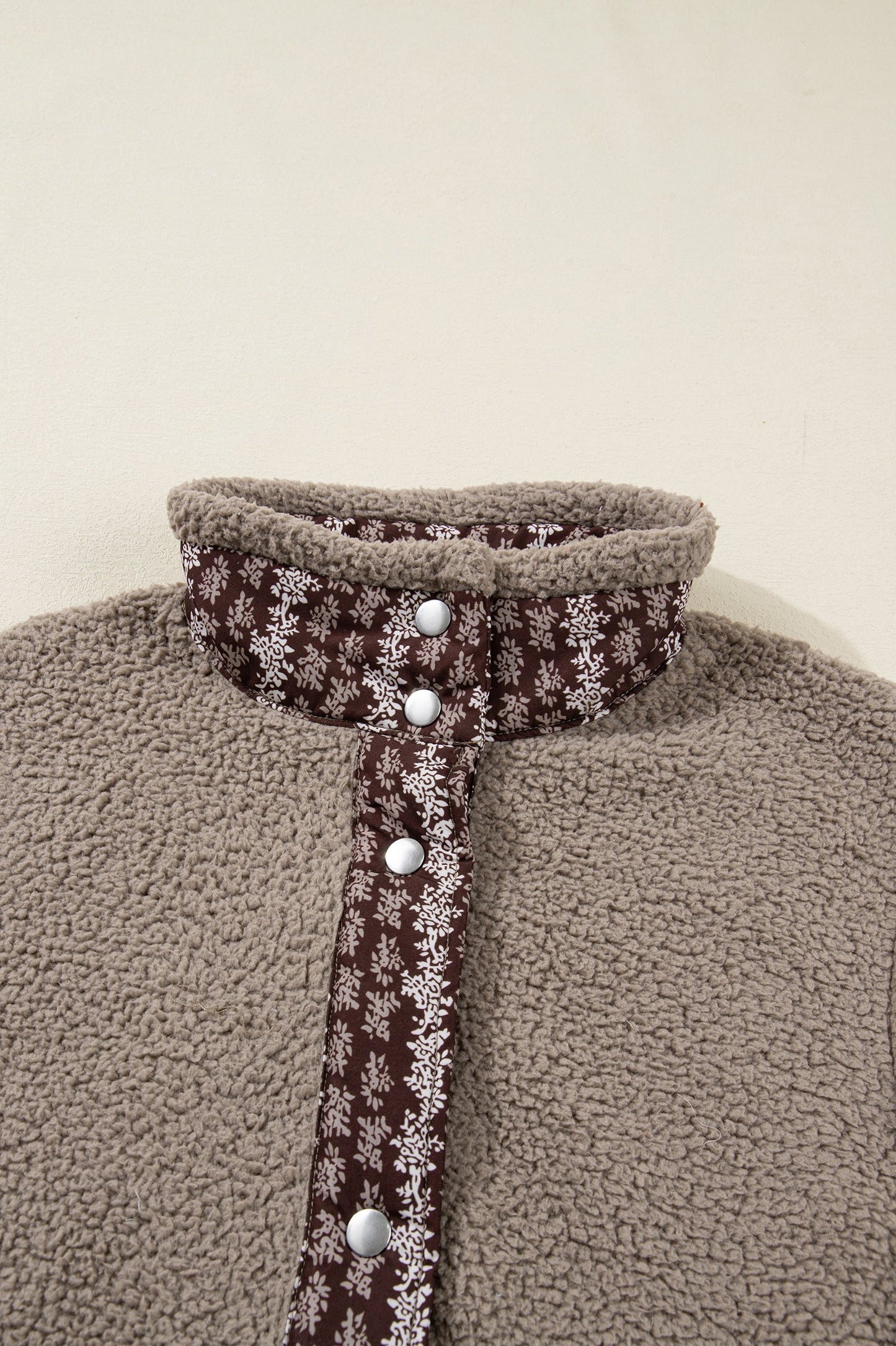 Floral Contrast Trim Fleece Side Bow Tie Vest