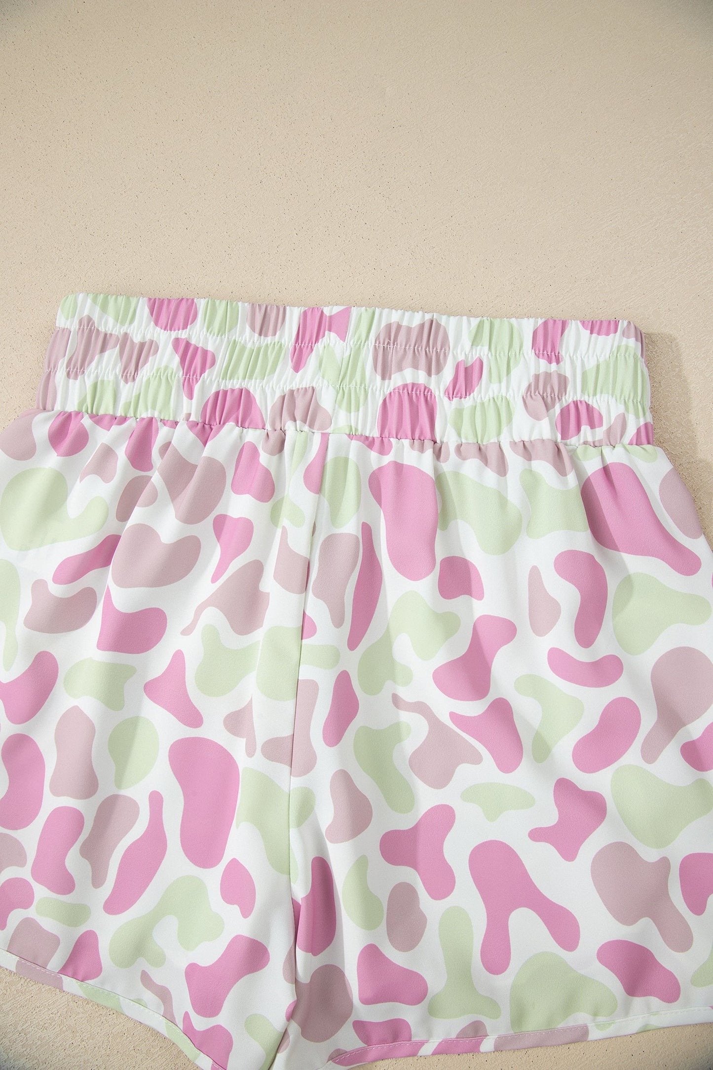 Camo Shirred High Waist Athleisure Shorts