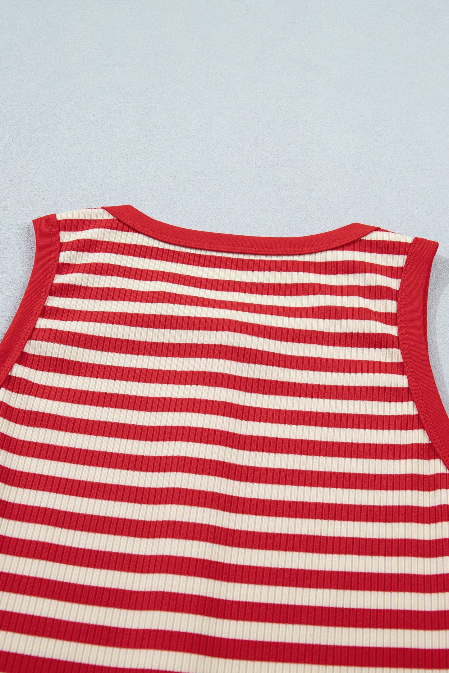 Stripe Ribbed Knit Buttoned Tank Top
