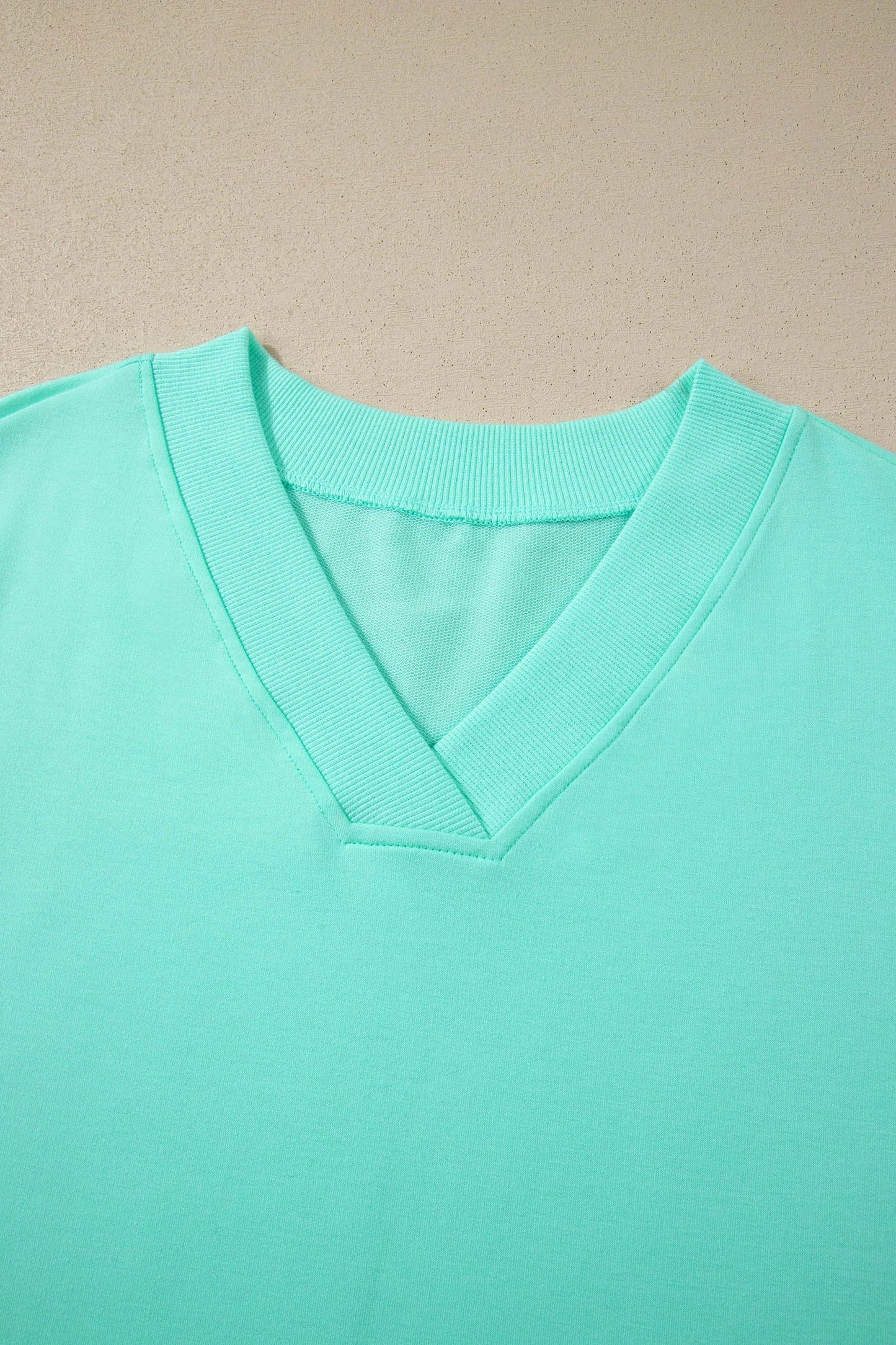 Solid V-Neck Short Sleeve Top & Drawstring Shorts Set