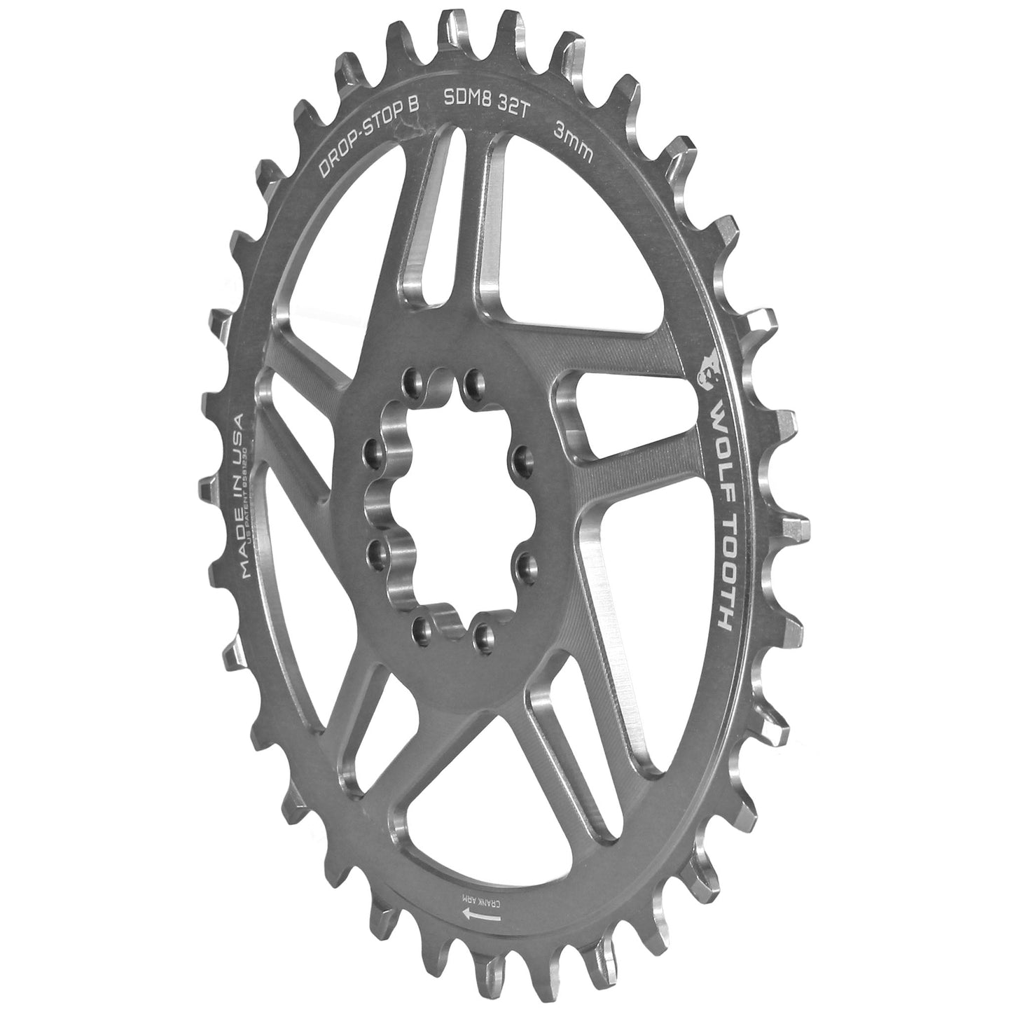 Wolf Tooth Components 8-Bolt Direct Mount Ring (3mm Offset) 32T Silver