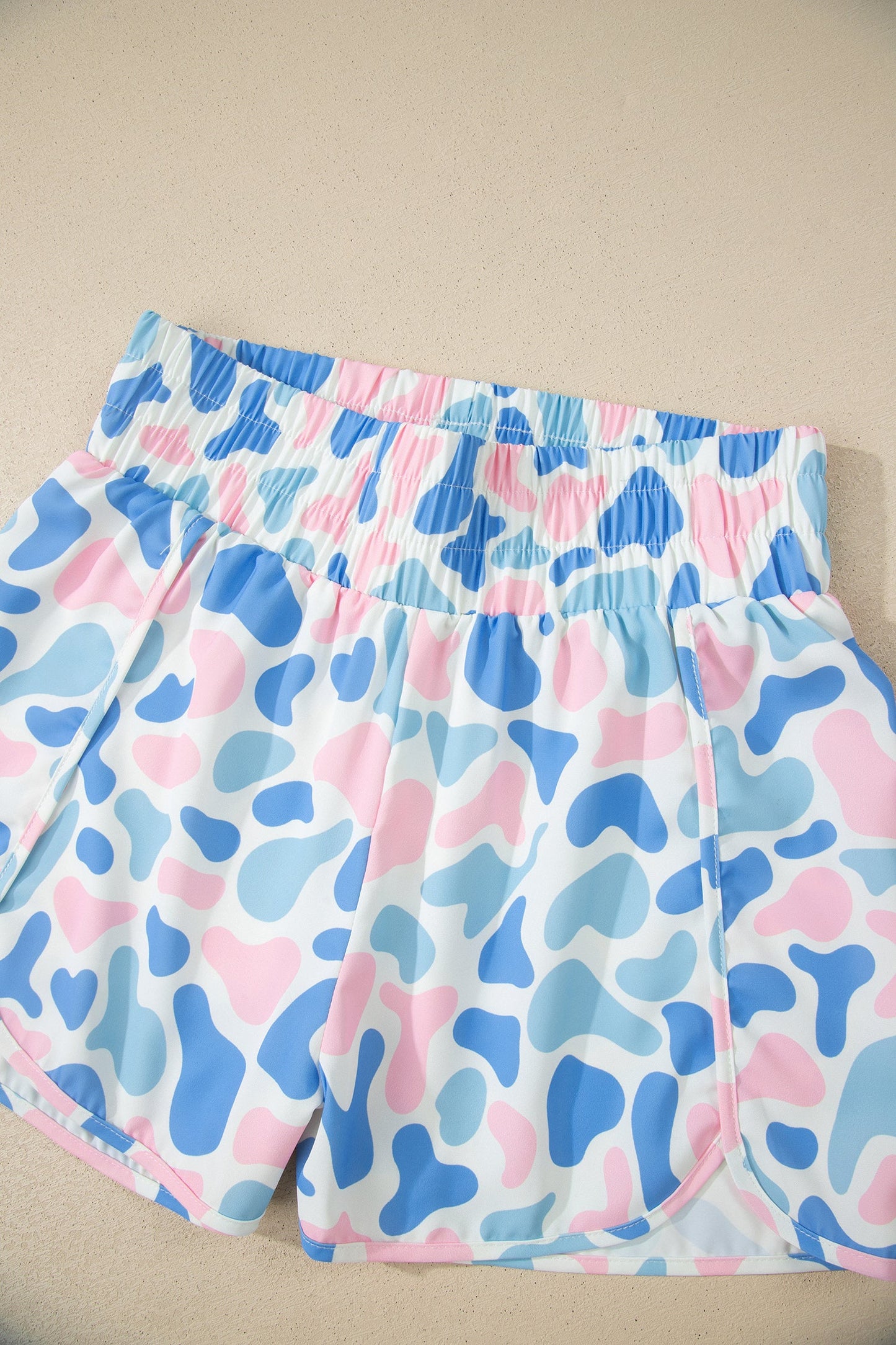 Camo Shirred High Waist Athleisure Shorts