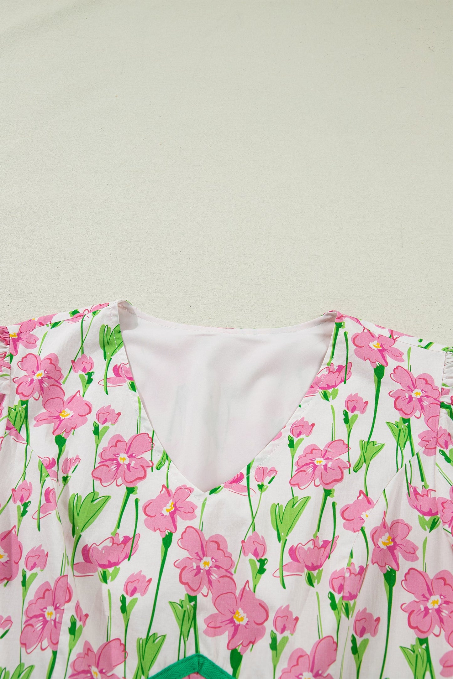Floral V-Neck Short Sleeve Midi Dress