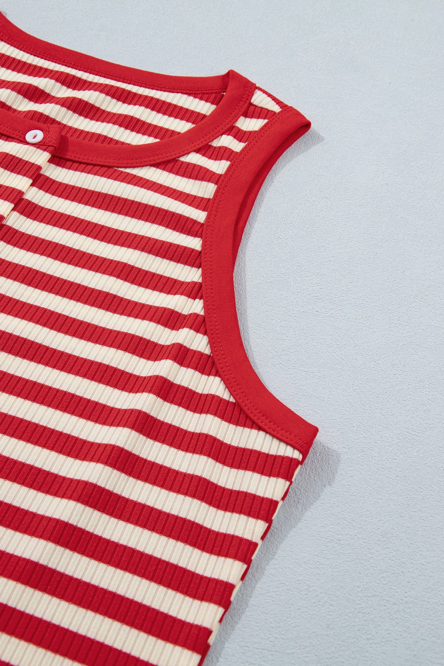 Stripe Ribbed Knit Buttoned Tank Top