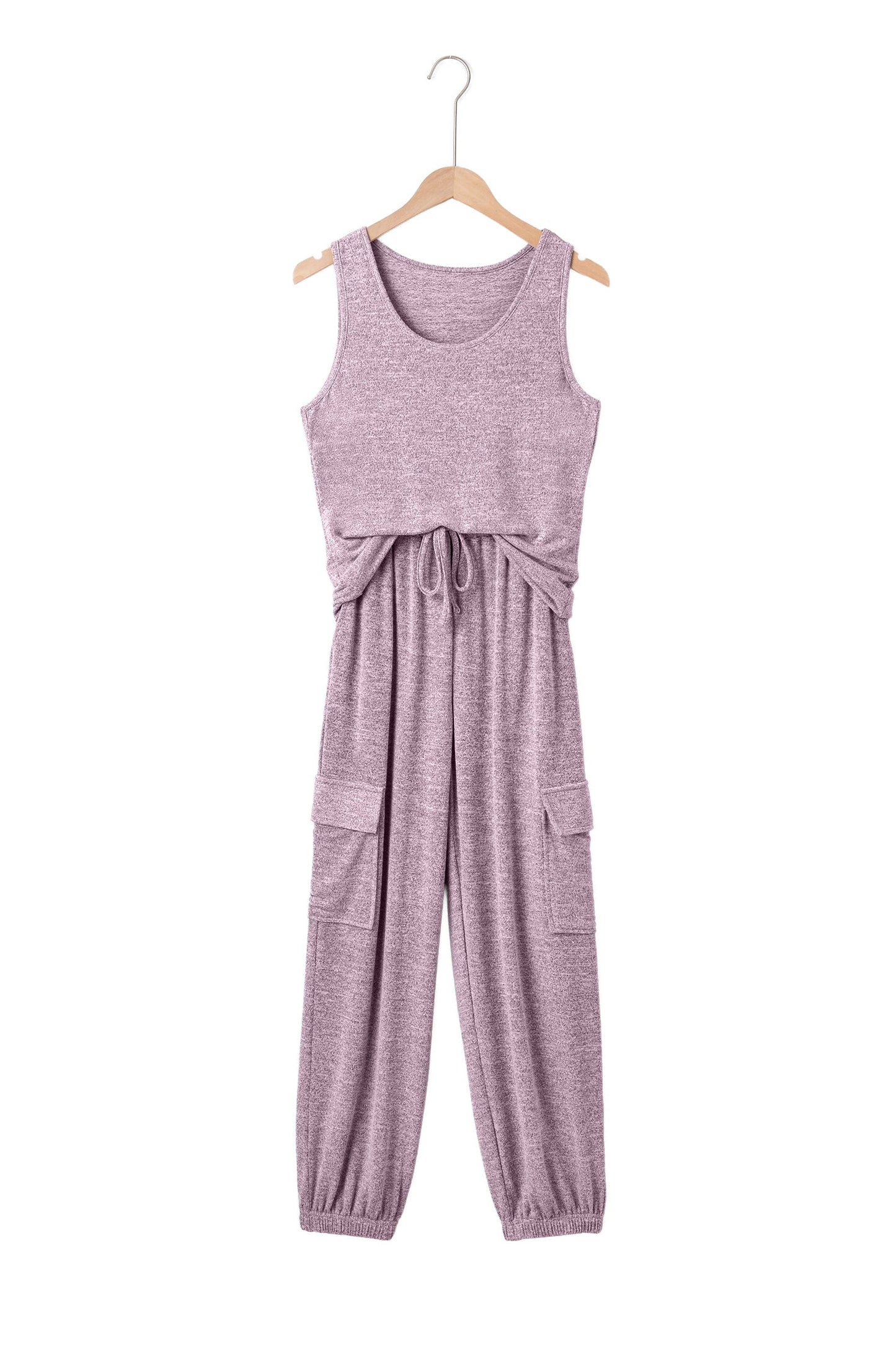 Solid Tank Top & Drawstring Jogger Pants Set