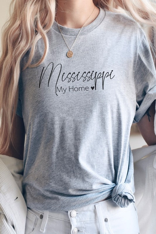 Mississippi My Home Heart State Graphic Tee