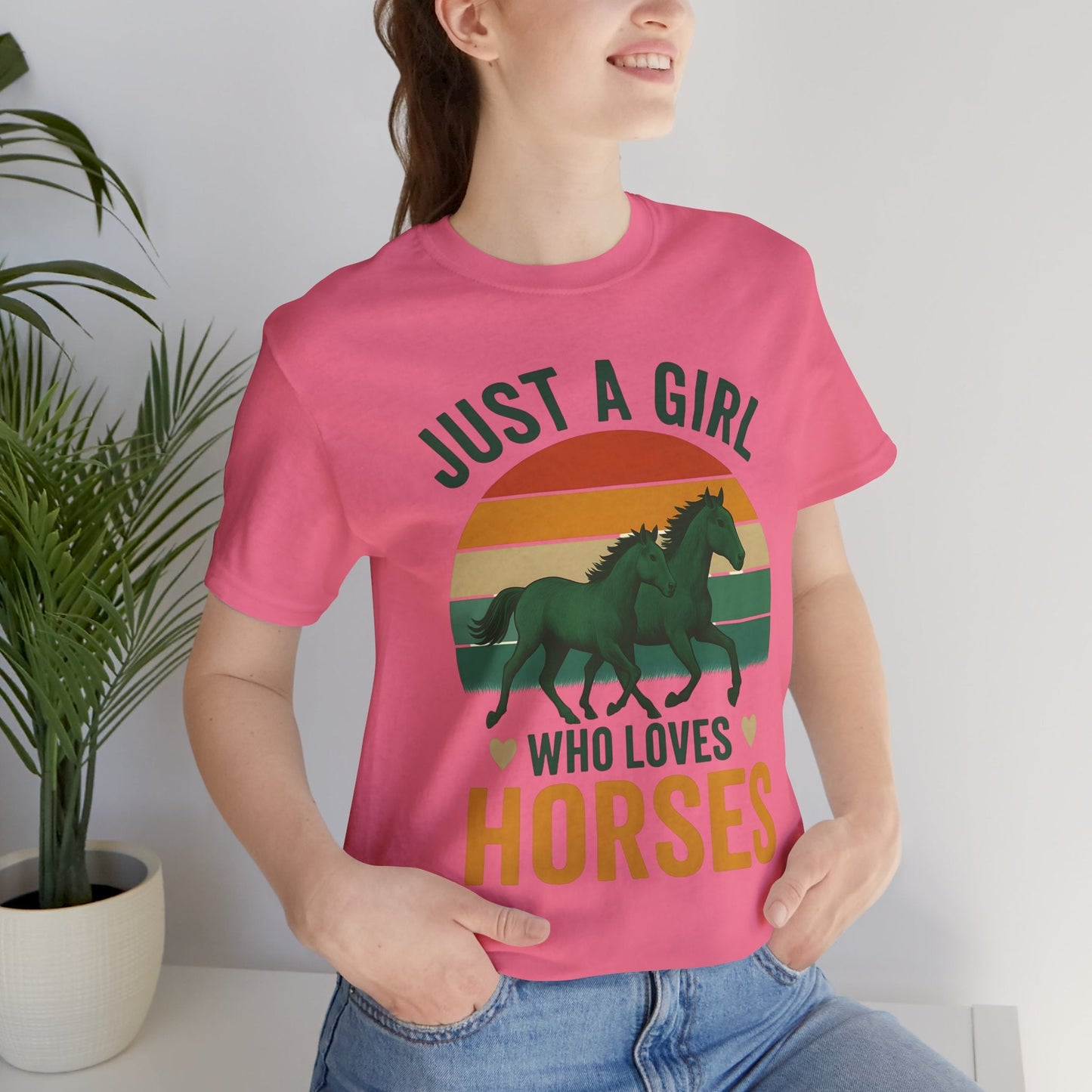 Just a Girl Who Loves Horses Tee | Horse Lover Shirt, Equestrian Gift, Casual Summer Tee, Birthday Present, Gift for Horse Girls